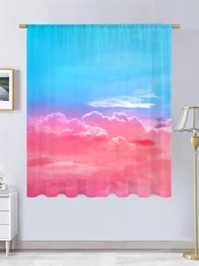 Διαφανής κουρτίνα με μοτίβο ουρανού, διαφανής κουρτίνα για το σπίτι με μοντέρνο φιλτράρισμα φωτός από πολυεστέρα - Nhiều màu - Xem 2