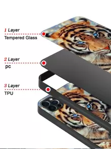 Ốp điện thoại bằng kính in họa tiết hổ độ phân giải cao Tương thích với IPhone/Samsung/Huawei/Xiaomi/OPPO/OnePlus/Infinix - Nhiều màu - Xem 5