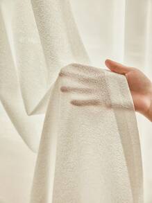 1入組素色紗簾創意滌綸濾光隱私透明窗簾 - 白色 - 查看 3