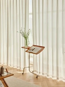 1入組素色紗簾創意滌綸濾光隱私透明窗簾 - 白色 - 查看 7