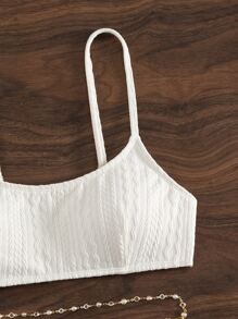 Swim Basics Summer Beach Solid Bikini Set With Chain - White - View 7