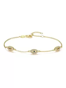 Kaletine Cubic Zirconia Eye Decor Silver Bracelet Holiday - View 1