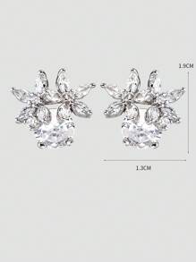 A Pair Of Elegant, Fashionable And Exquisite 925 Silver Artificial Twin Flower Earrings For Ladies To Attend The Banquet And Show Their Elegant. - Silver - View 4