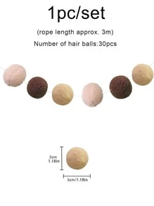 1套滌綸拉旗現代絨球設計裝飾拉旗適合家庭派對 - 咖啡棕 - 查看 3