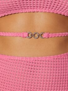 SHEIN VCAY Cut Out Front Cami Bodycon Dress - Pink - View 3