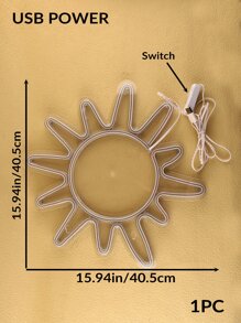 1 pieza de luz de neón de plástico, letrero de neón LED con diseño de sol amarillo creativo para el hogar - Amarillo - Ver 8