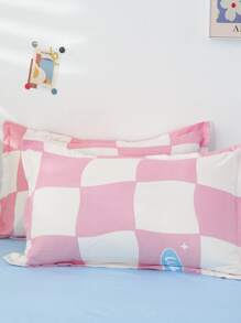 3件套粉白格子被套，不含被芯 - 彩色 - 查看 8