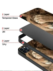 High Definition Lion Printed Glass Phone Case Compatible With IPhone/Samsung/Huawei/Xiaomi/OPPO/OnePlus/Infinix