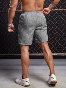 Manfinity VCAY Men Drawstring Waist Striped Shorts - Grey - View 2