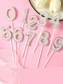 1pc Thiết kế số ngọc trai giả trang trí bánh, trang trí mặt bánh cho tiệc sinh nhật - Vàng - Xem 1