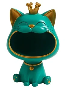 1 cái ABS trang trí thủ công, đồ vật trang trí thiết kế mèo hiện đại cho gia đình - màu xanh lá - Xem 2