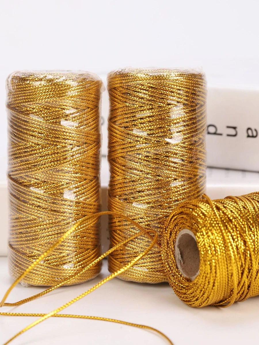1roll-1.5mm Gift Wrapping Rope, Tag Rope, Pendant Lanyard, Back To School Valentine Day - Gold - View 1