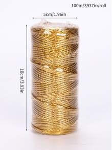 1roll-1.5mm Gift Wrapping Rope, Tag Rope, Pendant Lanyard, Back To School Valentine Day - Gold - View 2