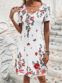 EMERY ROSE 印花貝殼邊洋裝 - 白色 - 查看 3