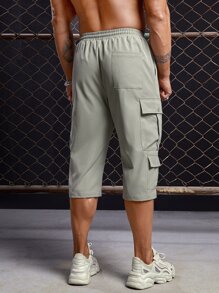 GENTILAND Men Flap Pocket Side Cargo Trousers - Grey - View 2