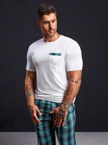 SHEIN Men Plaid Print PJ Set - Multicolor - View 5