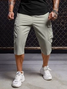 GENTILAND Men Flap Pocket Side Cargo Trousers - Grey - View 5