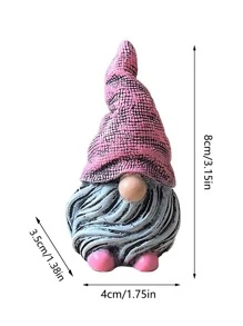 1pc Gonk Shaped Garden Statue, Modern Polyresin Garden Ornament For Garden - Pink - View 2