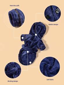 1pc Plush Pet Pajama For Cat And Dog For Sleeping - Navy Blue - View 7