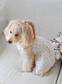 1pc Cherry Print Pet Dress For Cat And Dog For Summer - White - View 7