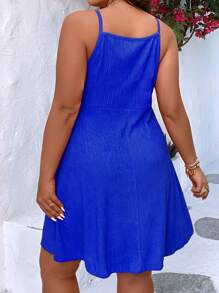 SHEIN Holidaya Plus Twist Front Cami Dress - Royal Blue - View 2