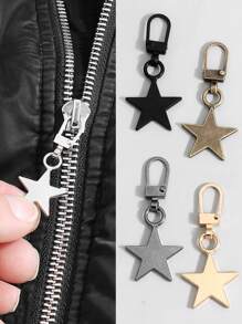 5pcs Star Design Zipper Pull, Zinc Alloy Garment Accessory, For DIY - Silver - View 5