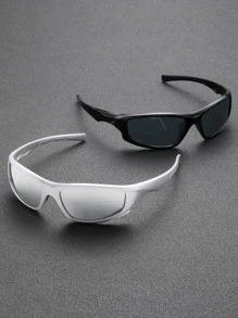 2pcs/Set Plastic Geometric Frame Decorative Fashion Glasses For Summer Beach Vacation,Outdoor,Travel - Multicolor - View 2