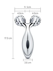 1pc Manual Facial Roller Massager, V shaped Beauty Bar Massage Machine for Skin Lifting Firming Body Slimming - Silver - View 2