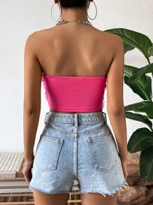Allurite Top bandeau unicolor de peluche - Rosa Fucsia - Ver 2