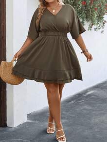 SHEIN LUNE Vestido unicolor bajo con fruncido