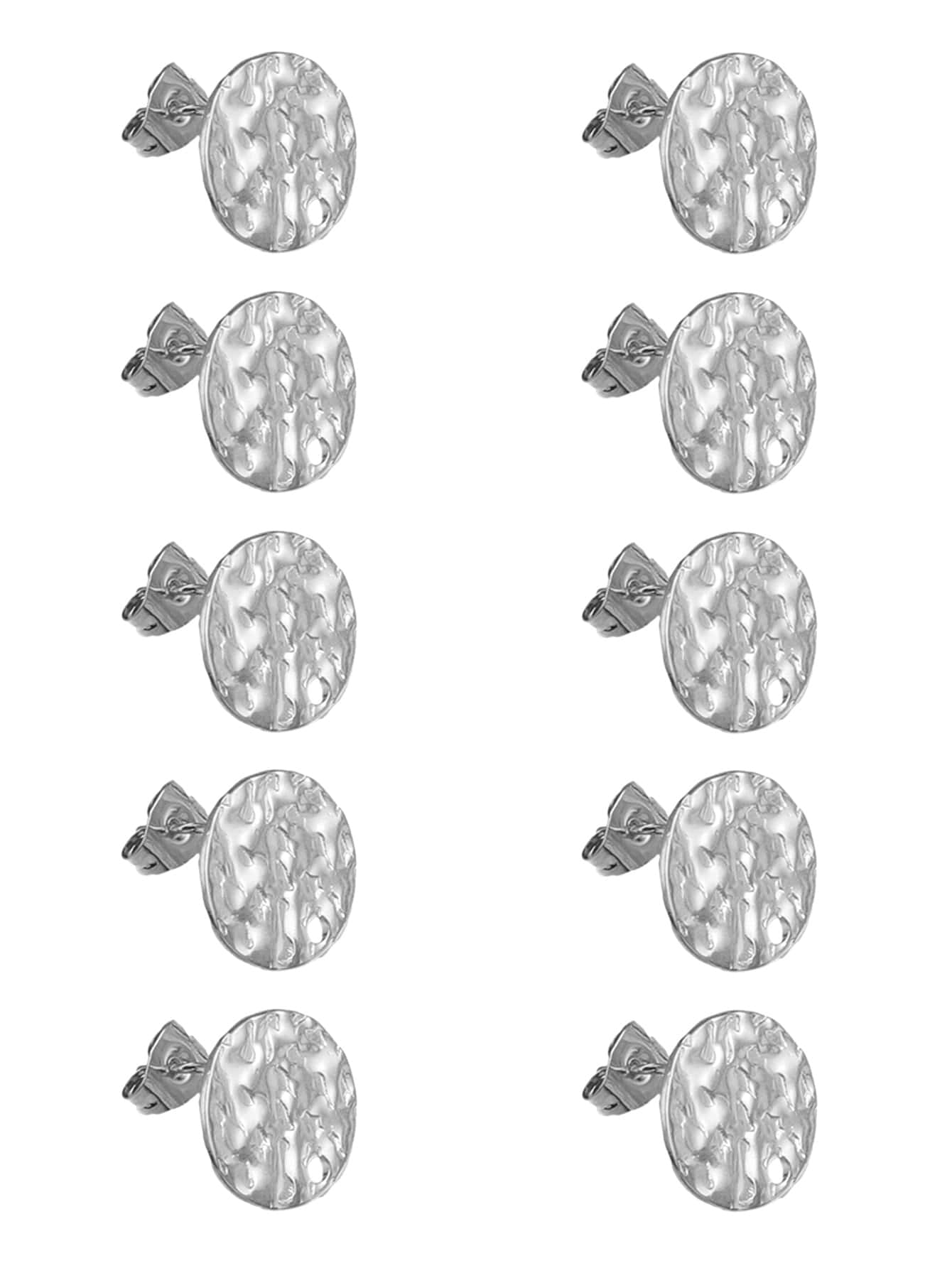 10 piezas Accesorio de joya DIY con abertura redondo - Plateado - Ver 1