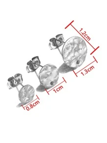 10pcs Embossing Made Stainless Steel Round Stud Earring Posts With Hole Gold Tone DIY Earrings Jewelry Making Supplies Wholesale