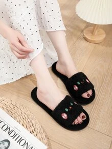 女式卡通刺繡家居拖鞋學院風織物臥室拖鞋