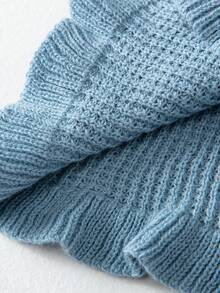 Baby 1pc Appliques Ruffle Hem Knit Top Without Skirt - Dusty Blue - View 4