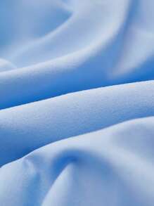 1pc Bow Decor Ruffle Trim Duvet Cover Set, Romantic Polyester Bedding Set For Home - Blue - View 5