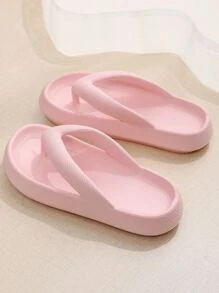 Women Toe Post Flip-Flops, Preppy Pink EVA Flip Flops - Pink - View 1