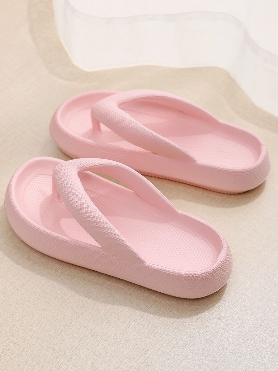 Women Toe Post Flip-Flops, Preppy Pink EVA Flip Flops - Pink - View 1