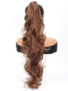Long Curly Ponytail Synthetic Hair Extension - Rust Brown - View 1