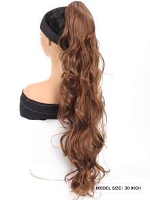Long Curly Ponytail Synthetic Hair Extension - Rust Brown - View 2