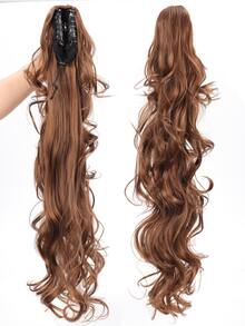 Long Curly Ponytail Synthetic Hair Extension - Rust Brown - View 6