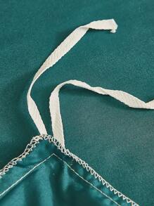 1pc Flower Trim Duvet Cover Set, Romantic Microfiber Bedding Set For Home - Dark Green - View 9