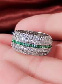 女士优雅方晶锆石装饰戒指