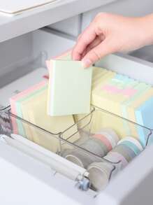 1入組透明文具收納盒簡單多用途桌面便簽架記事本收納盒 - 無色 - 查看 5