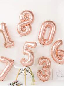 1pc PE Balloon, Creative Number Shaped Decorative Balloon For Party,Christmas - Rose Gold - View 1