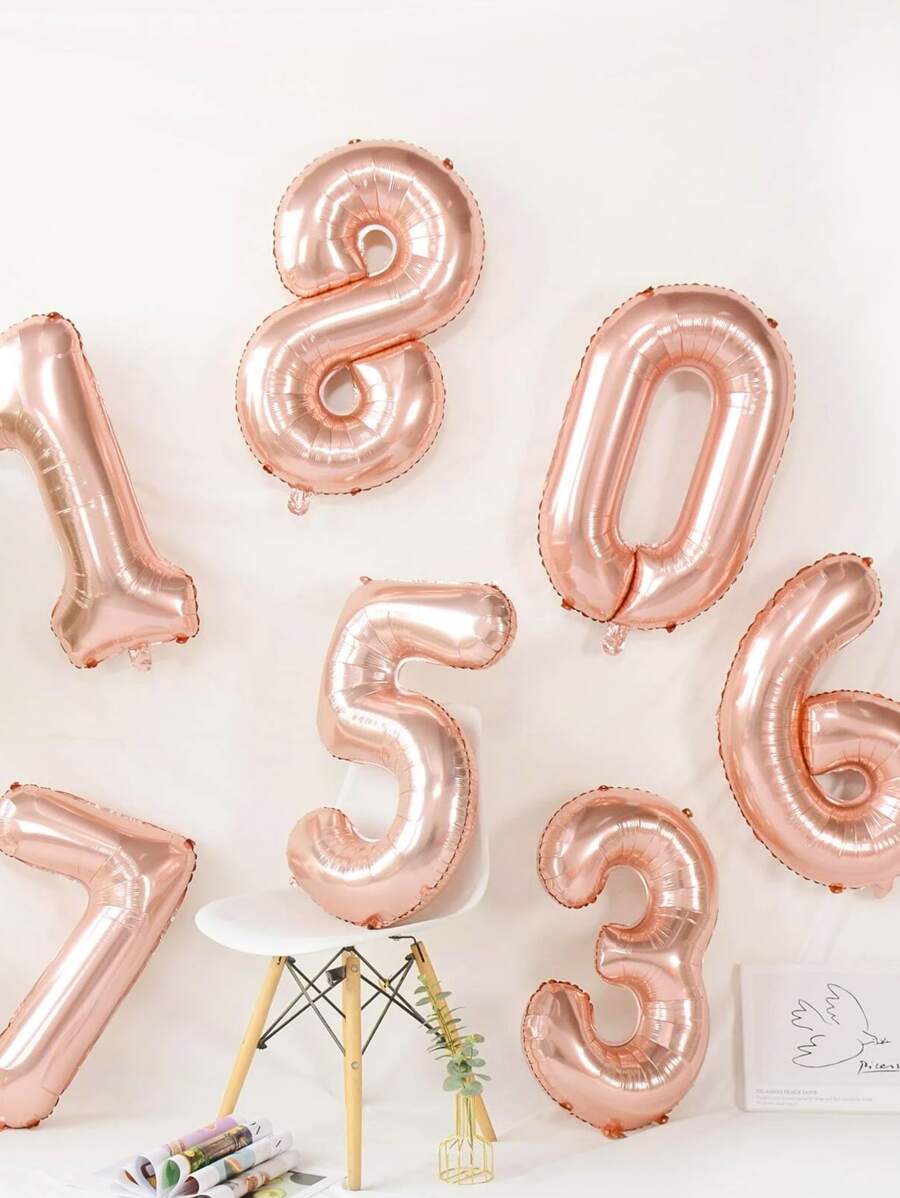 1pc PE Balloon, Creative Number Shaped Decorative Balloon For Party,Christmas - Rose Gold - View 1
