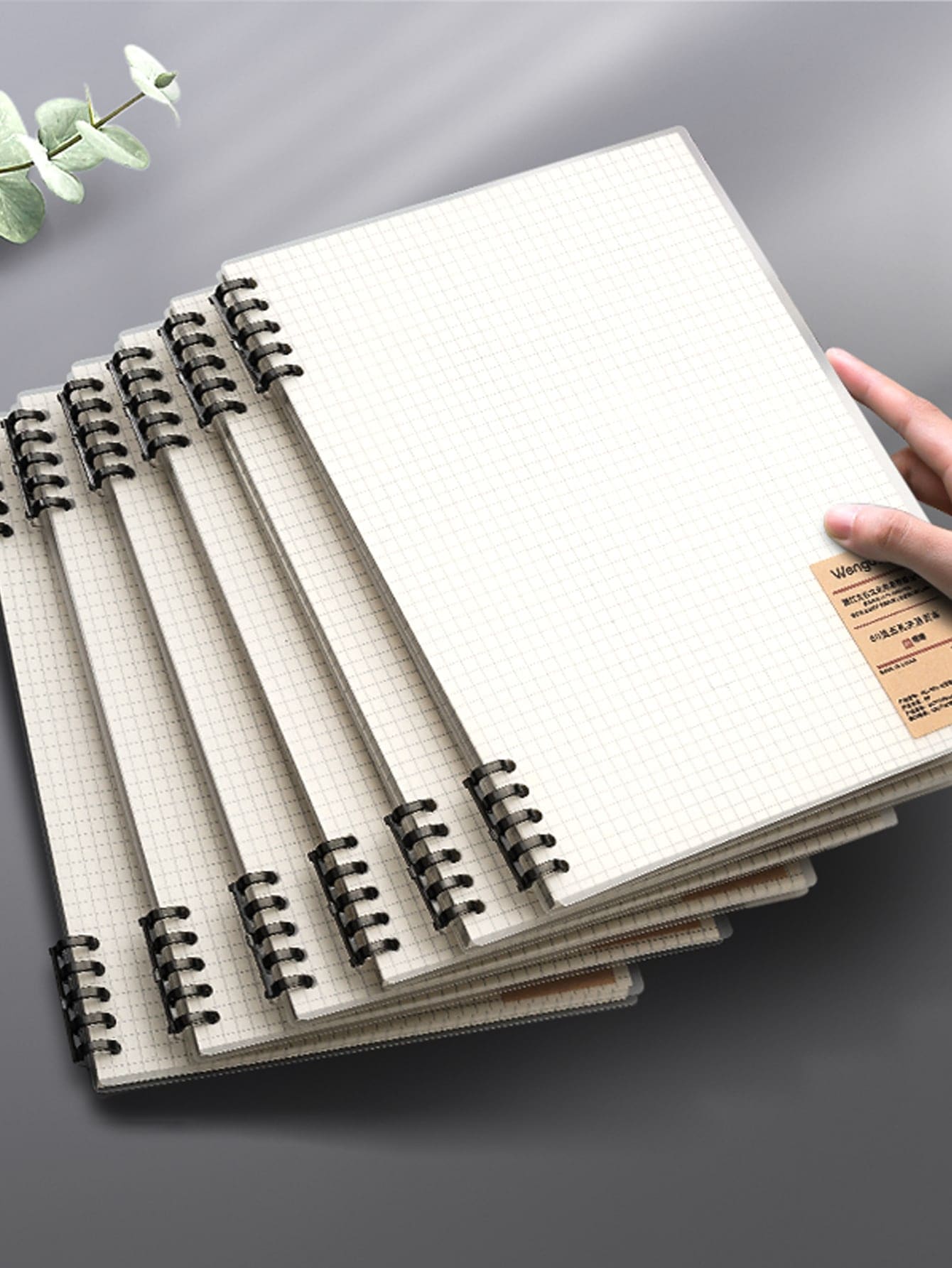 Wen gu 1pc Plaid Pattern Loose-leaf Notebook, Simple Portable Binder Loose Leaf Journal For School, Office - White - View 1