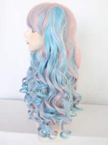 合成頭髮雙馬尾洛麗塔角色扮演假髮劉海24英寸長捲曲彈性藍色和粉色混合2個可拆卸馬尾角色扮演假髮雙爪夾馬尾假髮無膠耐熱纖維頭髮高密度自然馬尾辮假髮女式女孩裝扮假髮適合化裝萬聖節化裝舞會道具成人或兒童動漫漫畫服裝角色扮演假髮節日禮物和1入組假髮帽 - 彩色 - 查看 6