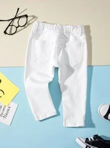 Baby Girl Solid Patched Pocket Jeans