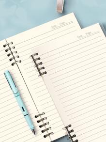 Wen gu 1pc Plaid Pattern Loose-leaf Notebook, Simple Portable Binder Loose Leaf Journal For School, Office - White - View 4