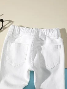 Baby Girl Solid Patched Pocket Jeans